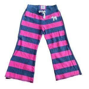 Mini Boden Girl's Wide Leg Pants Size 4T Drawstring Sweatpants Striped GOOD